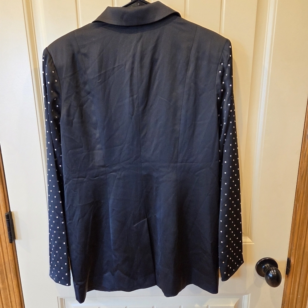NWT Danielle Bernstein x Macy's Studded Sleeve Black Tuxedo Blazer Jacket Small - Picture 9 of 16